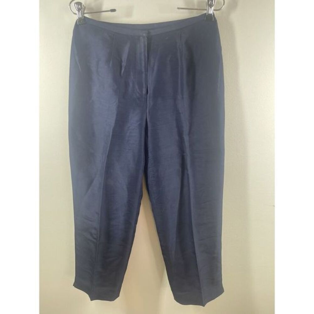 Lauren Ralph Lauren 100% Silk Navy Cropped Pants Size 4